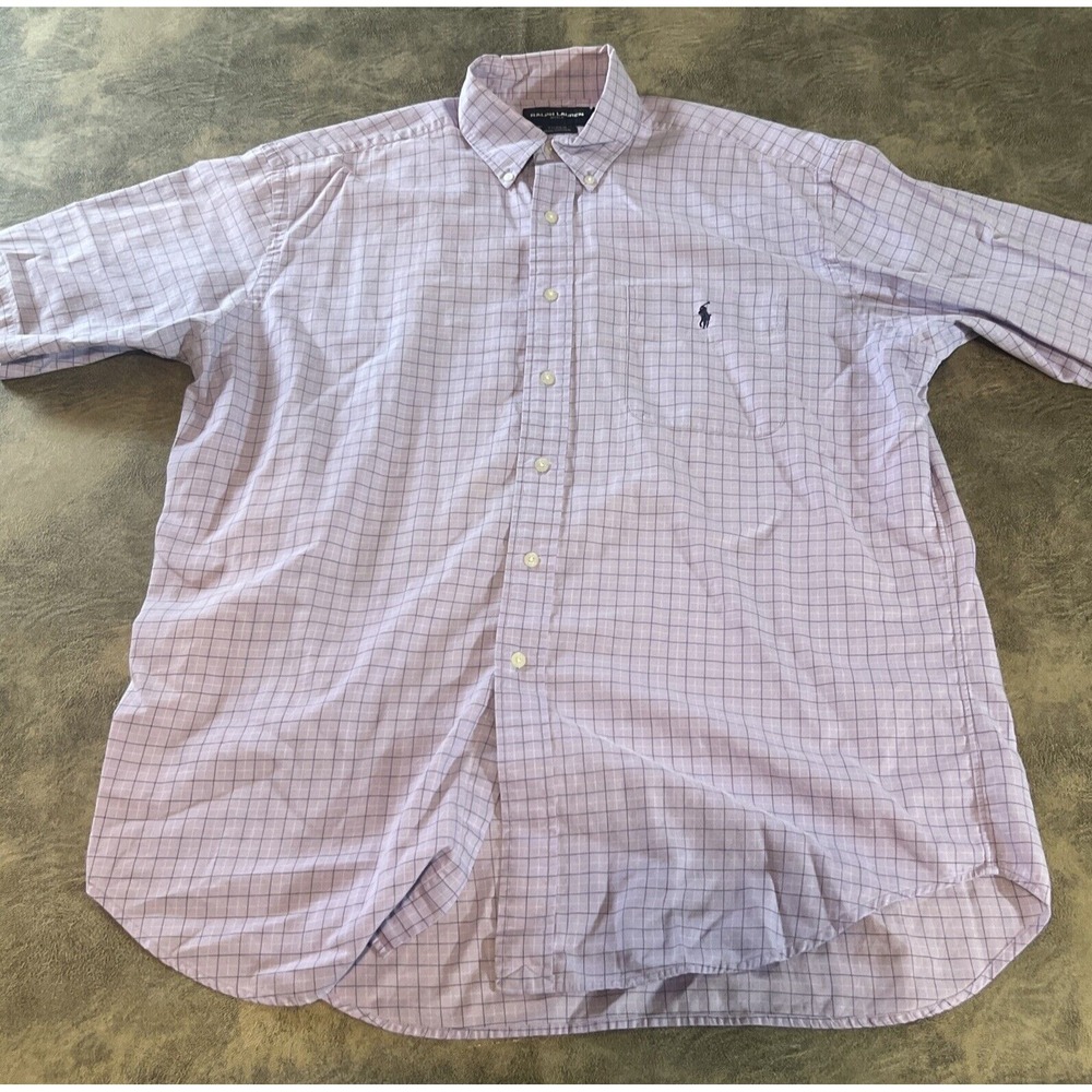 Ralph Lauren Golf Shirt Men's Size L TILDEN Pink Short Sleeve Blue Pony